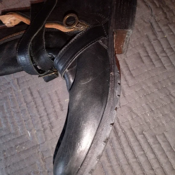 Fiorentini Baker Italy Black Leather Buckle Boots - Picture 15 of 16